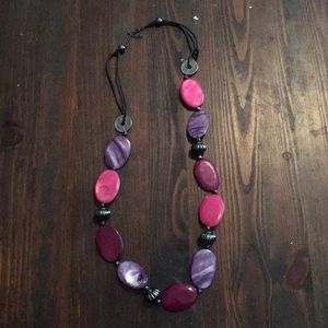 Pink and purple beaded necklace